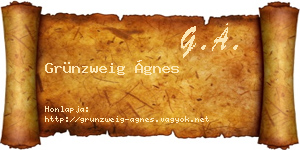 Grünzweig Ágnes névjegykártya